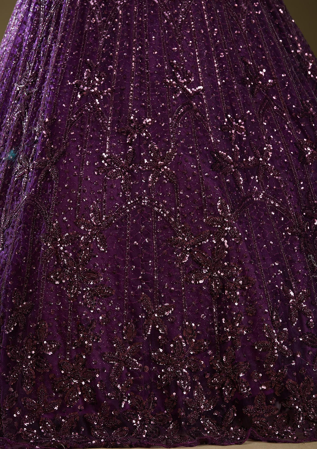 Purple Sequins Net Readymade Lehenga