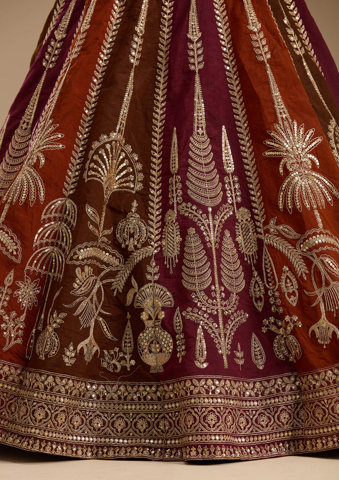 Maroon Cording Raw Silk Readymade Lehenga