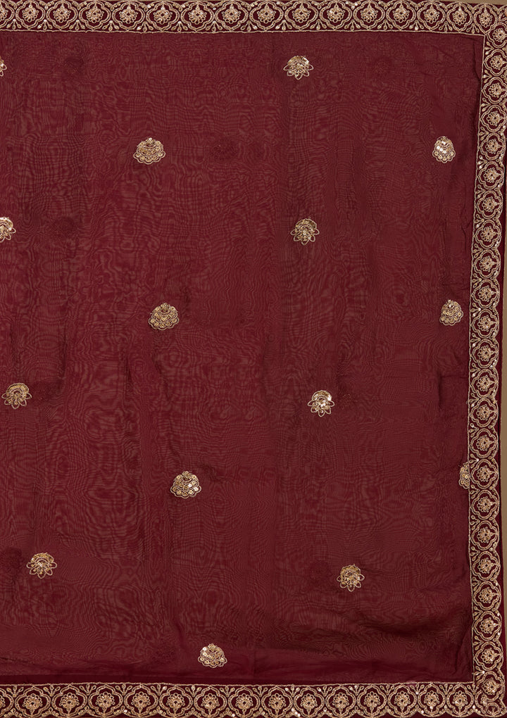 Maroon Cording Raw Silk Readymade Lehenga