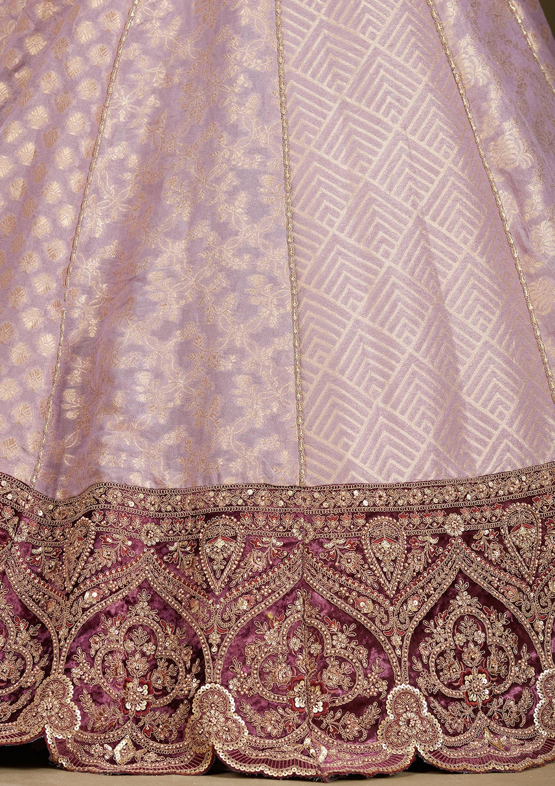 Mauve Cording Brocade Readymade Lehenga