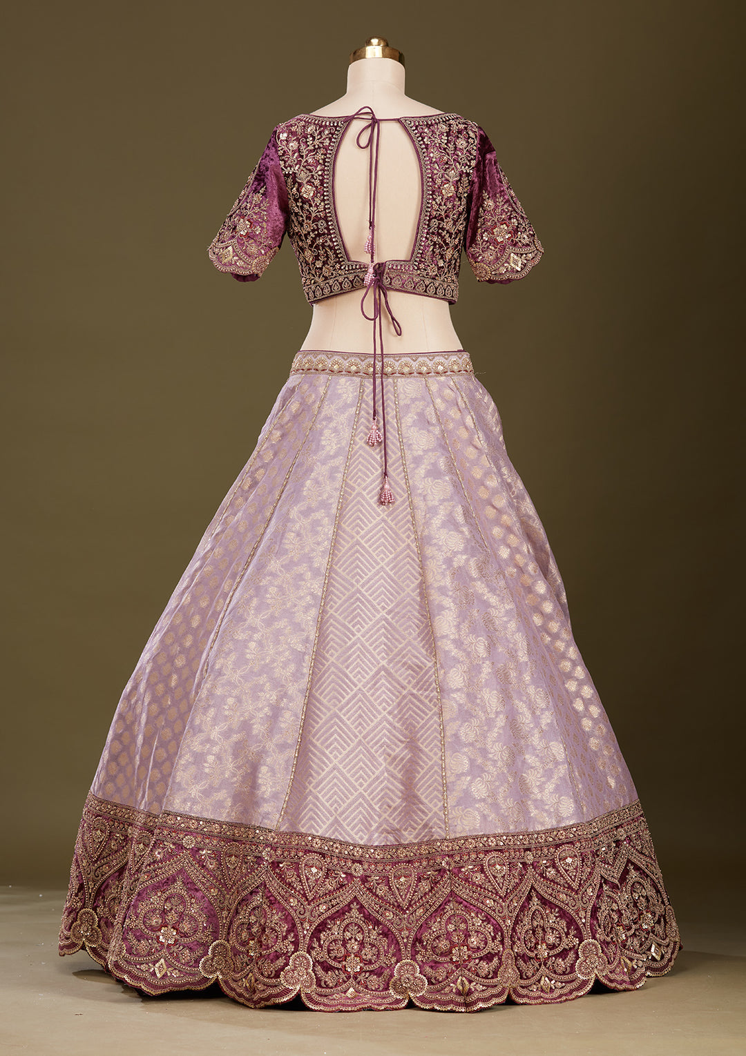 Mauve Cording Brocade Readymade Lehenga