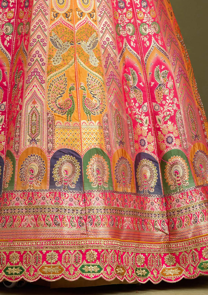 Mustard Stonework Banarasi Readymade Lehenga