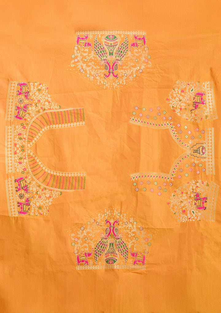 Mustard Stonework Banarasi Readymade Lehenga