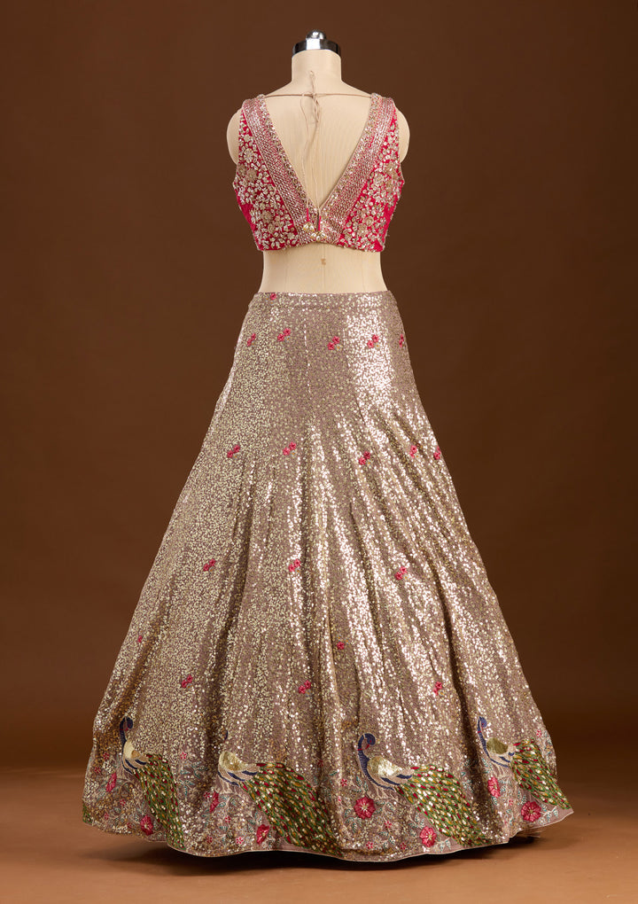Brown Sequins Georgette Readymade Lehenga