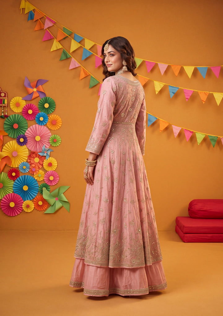 Silver Zariwork Pink Soft Raw Silk Stitched Lehenga Blouse With Dupatta