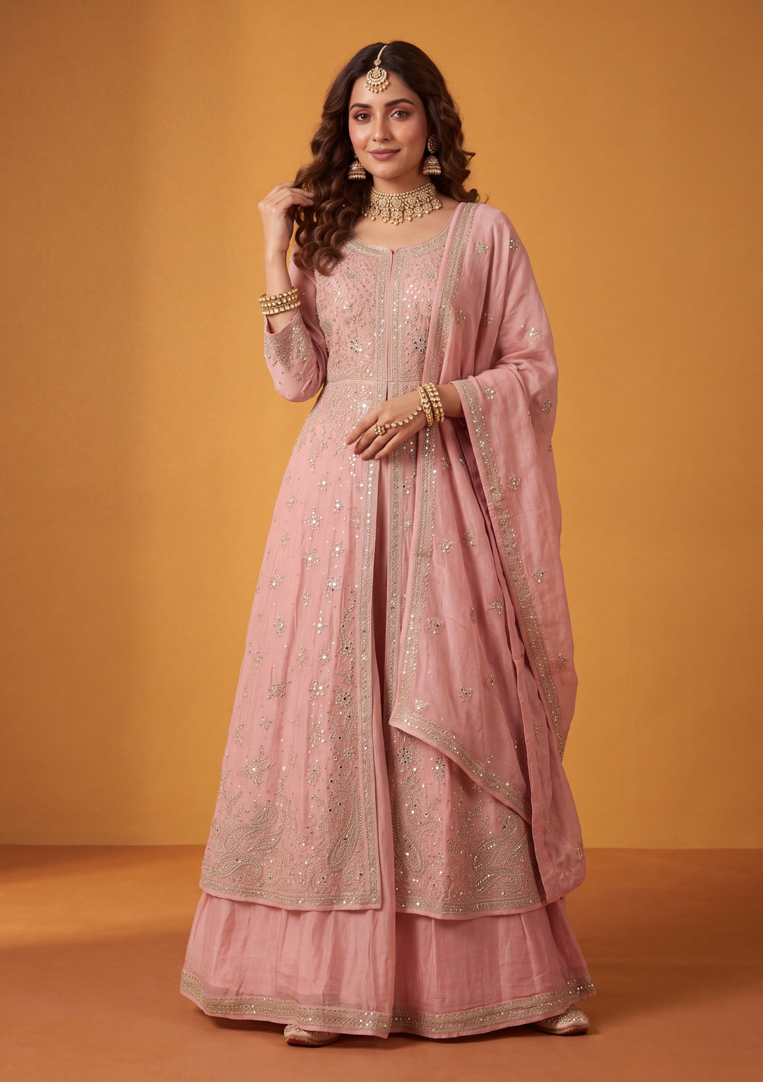 Silver Zariwork Pink Soft Raw Silk Stitched Lehenga Blouse With Dupatta