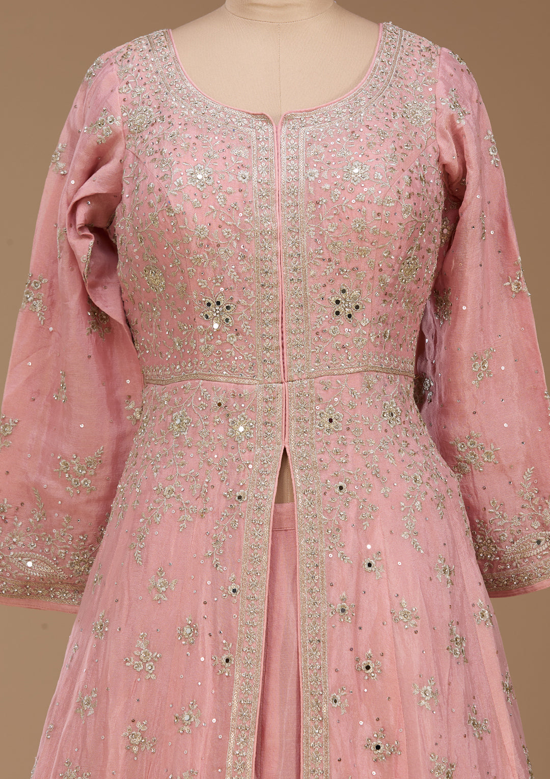 Silver Zariwork Pink Soft Raw Silk Stitched Lehenga Blouse With Dupatta