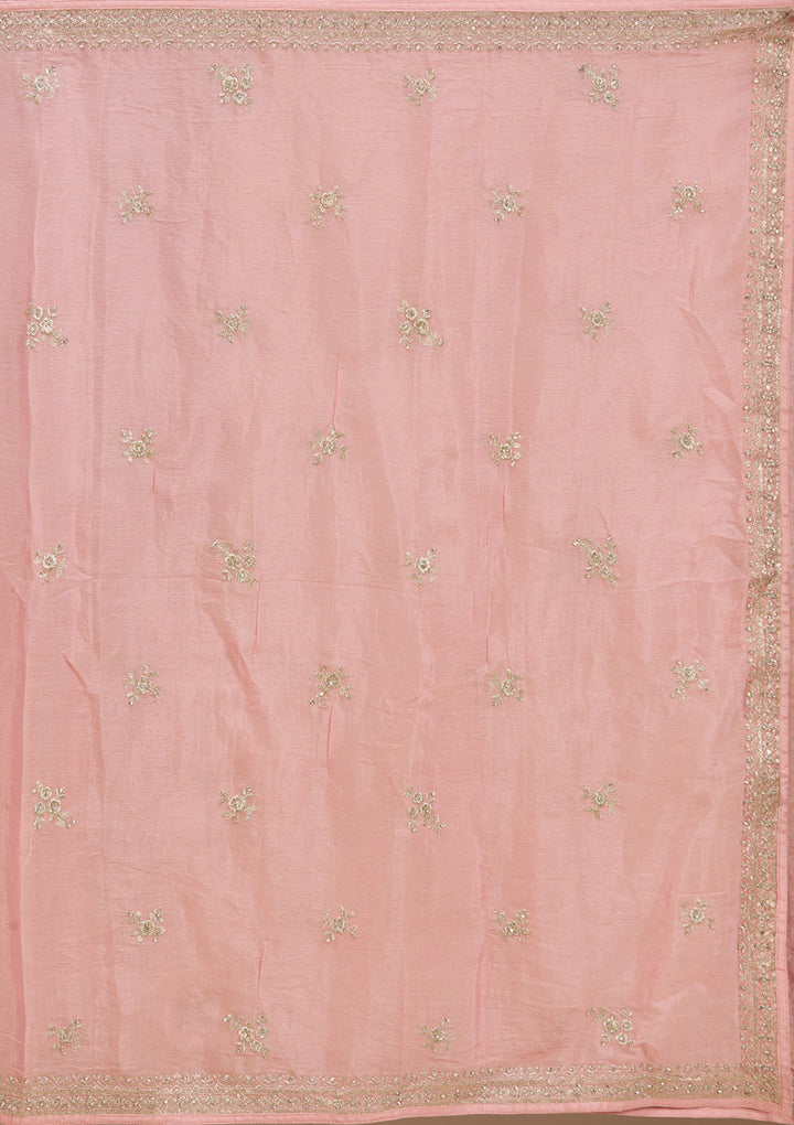 Silver Zariwork Pink Soft Raw Silk Stitched Lehenga Blouse With Dupatta