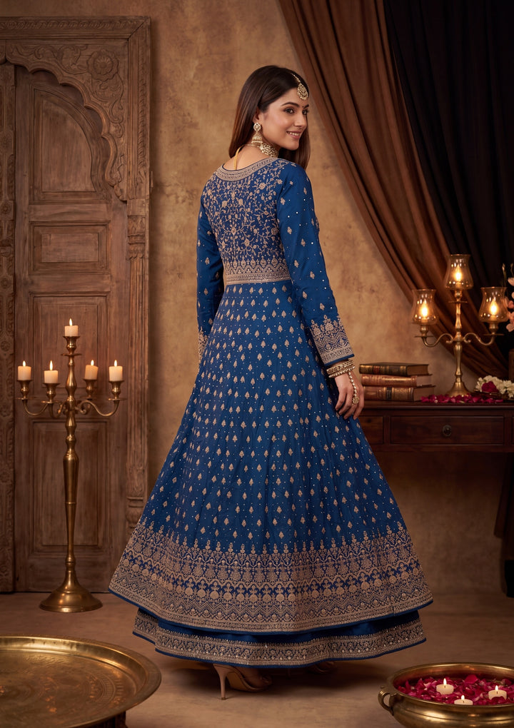 Silver Zariwork Peacock Blue Soft Raw Silk Stitched Lehenga Blouse With Dupatta