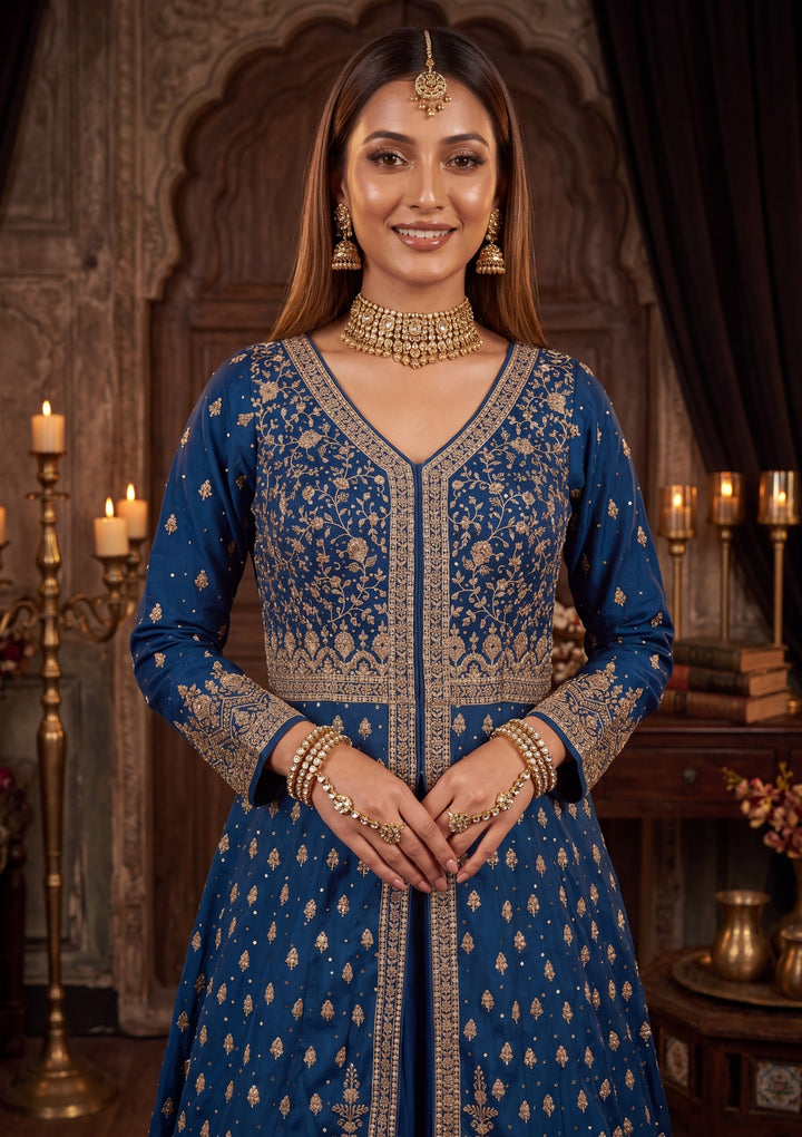 Silver Zariwork Peacock Blue Soft Raw Silk Stitched Lehenga Blouse With Dupatta