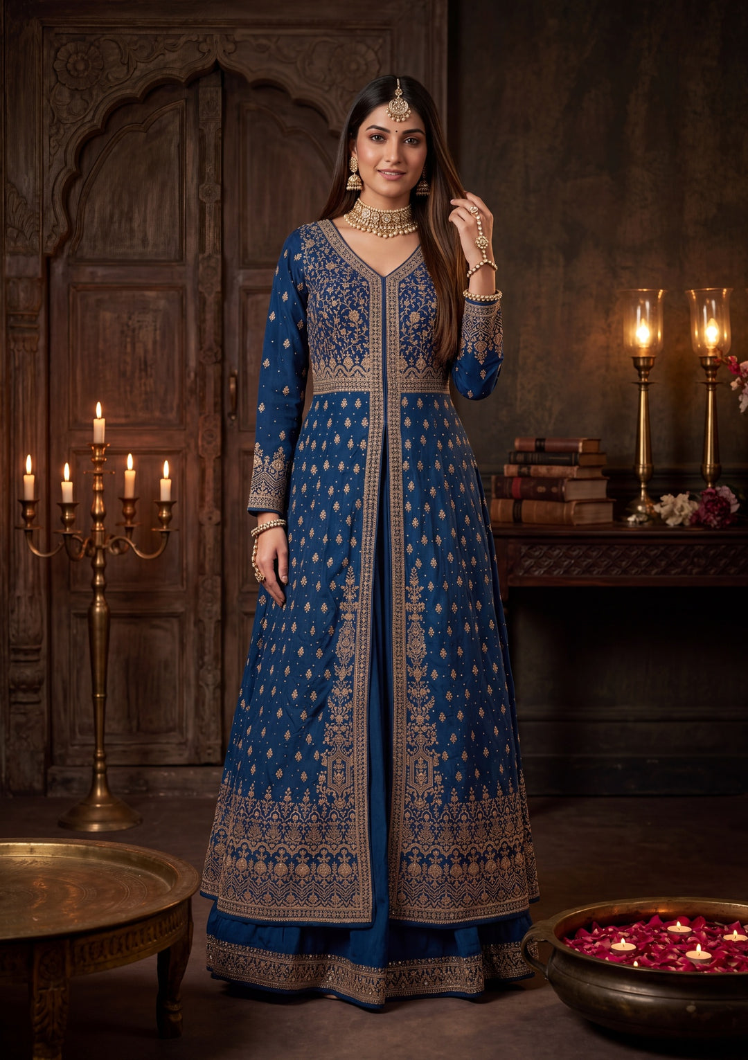 Silver Zariwork Peacock Blue Soft Raw Silk Stitched Lehenga Blouse With Dupatta