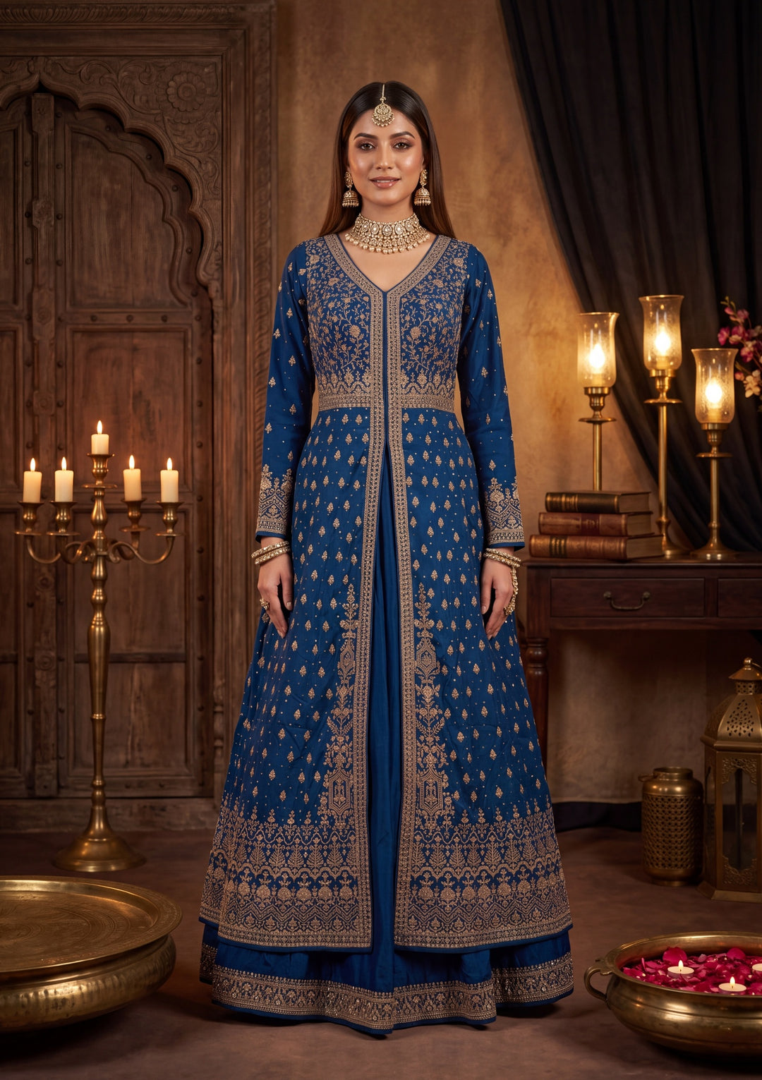 Silver Zariwork Peacock Blue Soft Raw Silk Stitched Lehenga Blouse With Dupatta