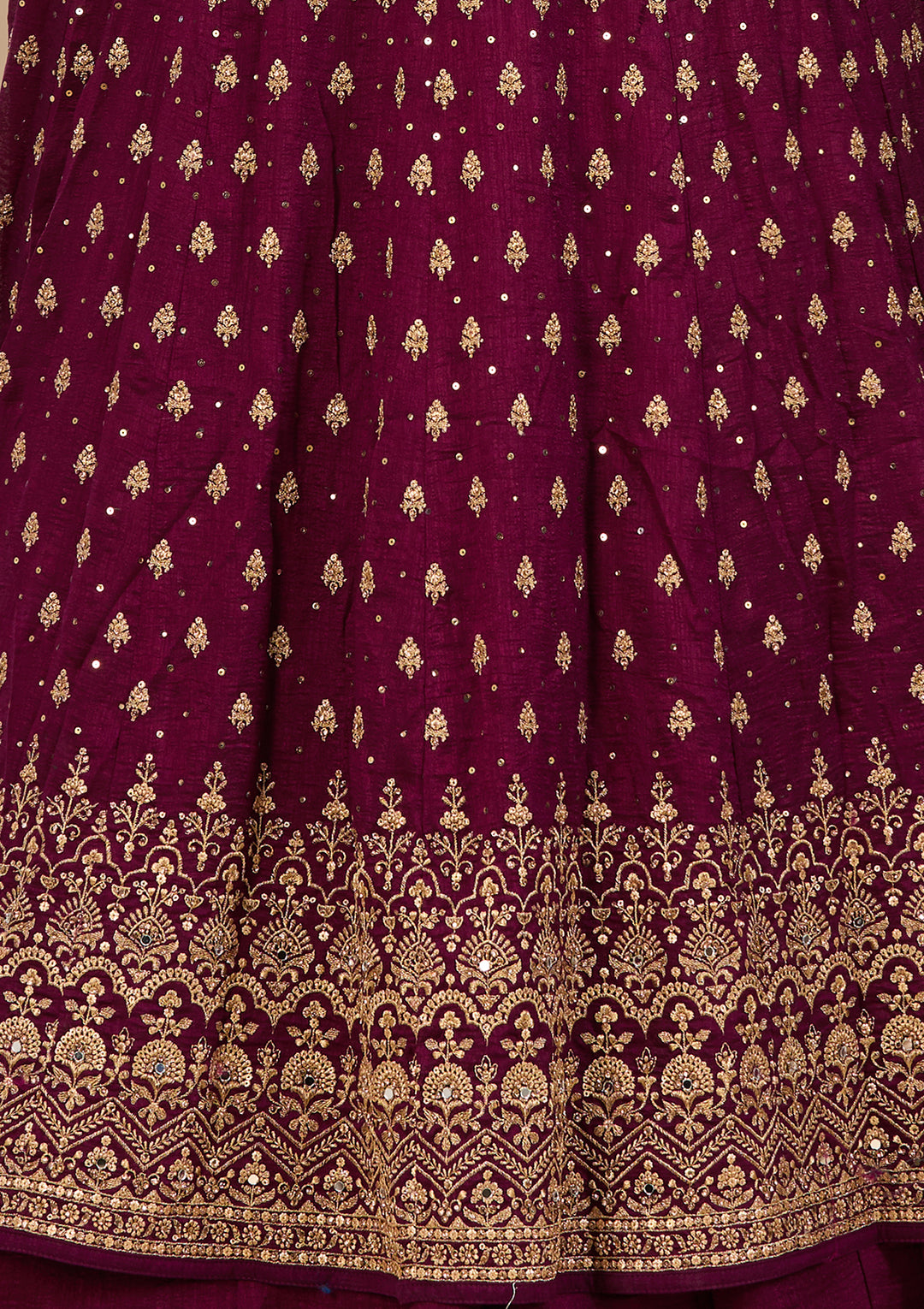 Gold Zardozi Wine Soft Raw Silk Stitched Lehenga Blouse With Dupatta