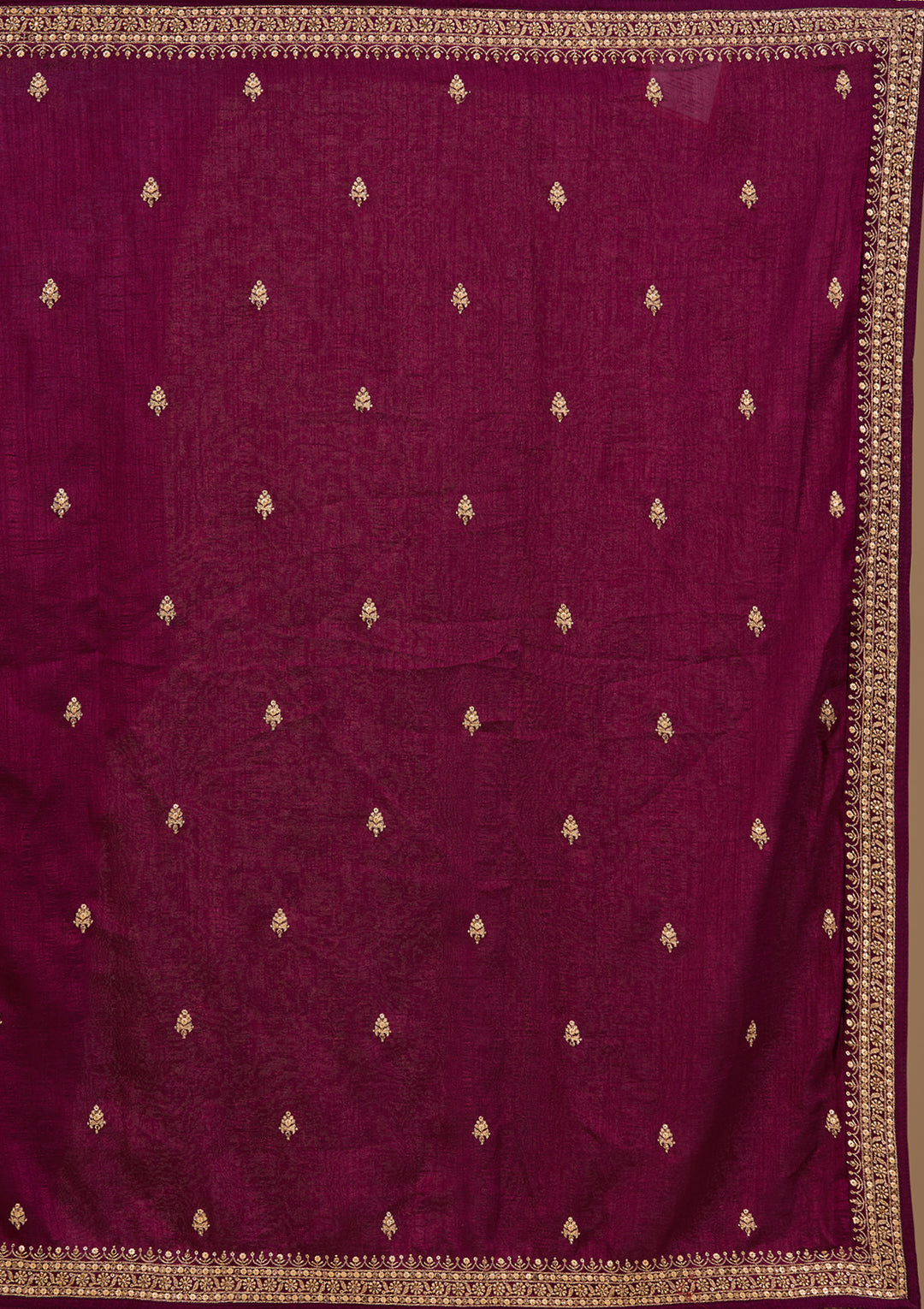 Gold Zardozi Wine Soft Raw Silk Stitched Lehenga Blouse With Dupatta