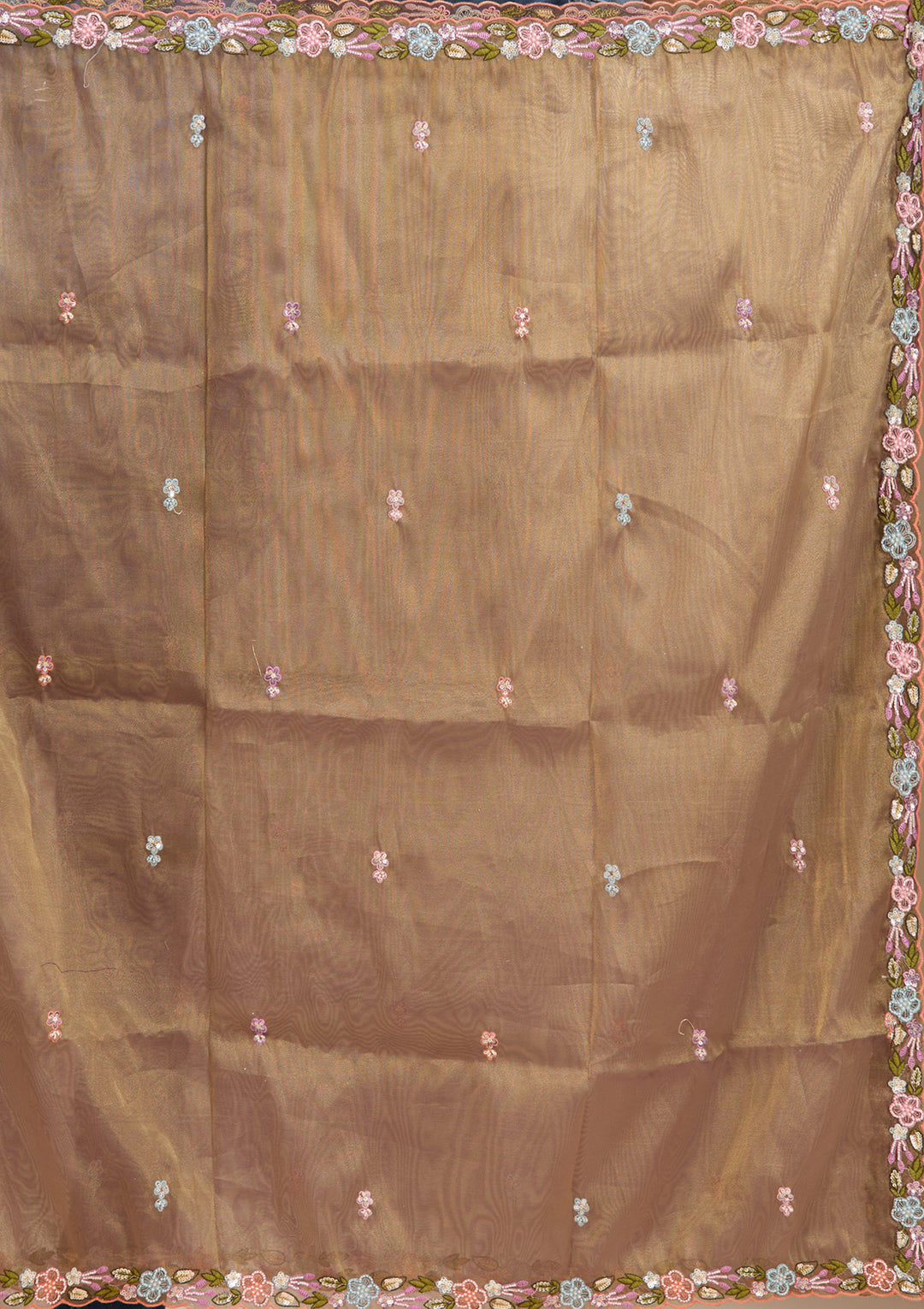 Threadwork Purple Tissue Stitched Lehenga Blouse With Dupatta