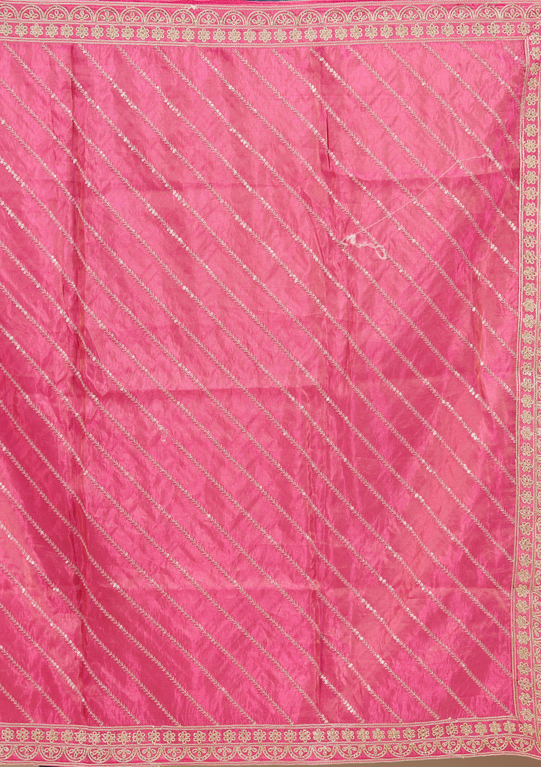 Cording Rani Pink Tissue Stitched Lehenga Blouse With Dupatta