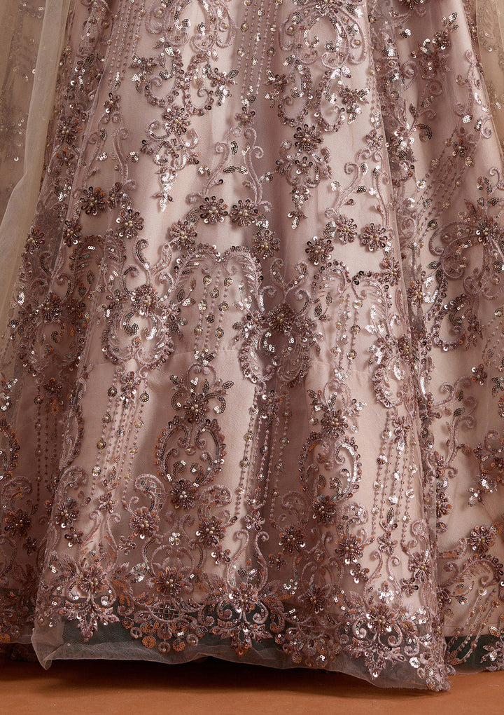 Light Brown Threadwork Net Gown