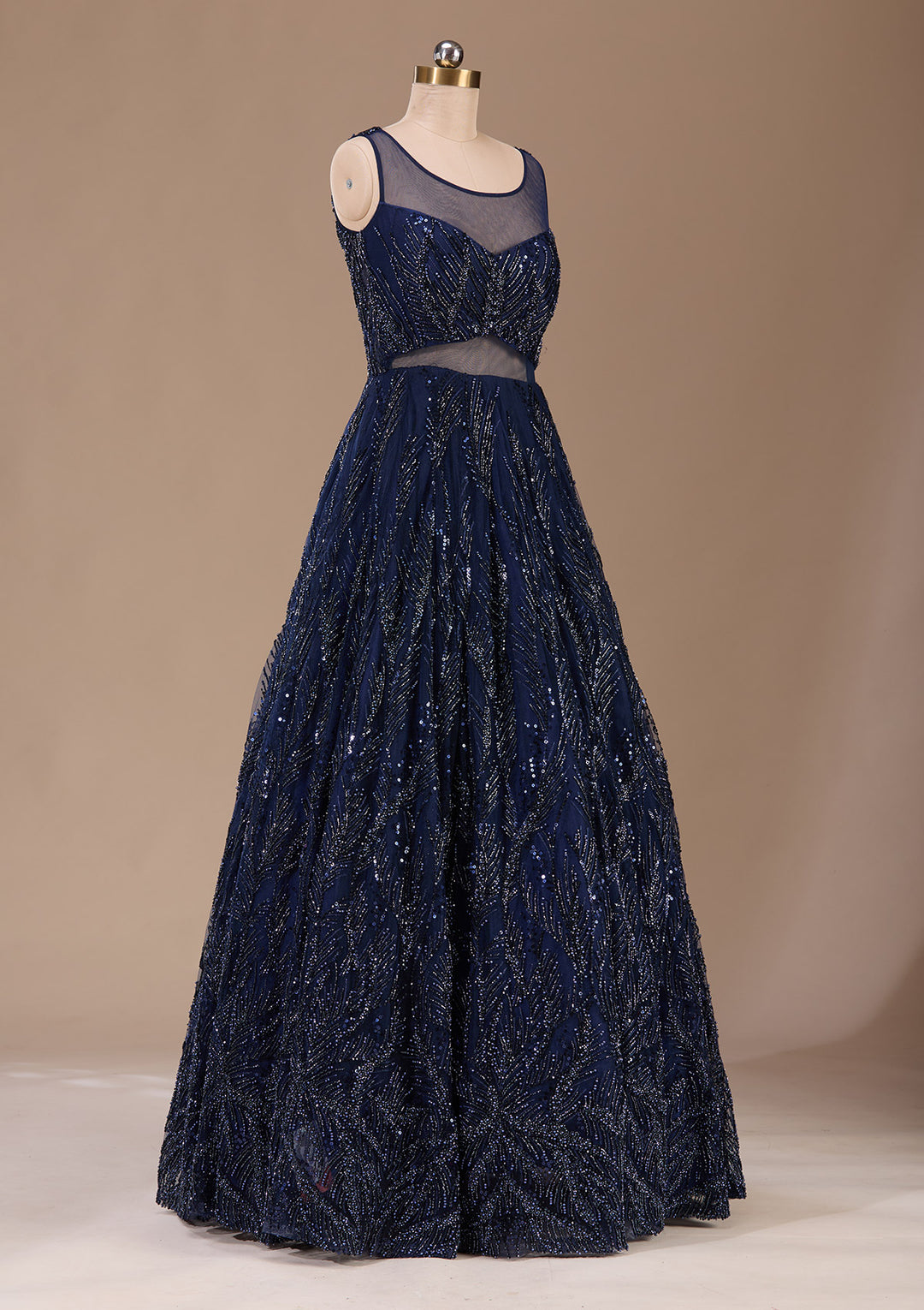 Navy Blue Cutdana Net Readymade Lehenga