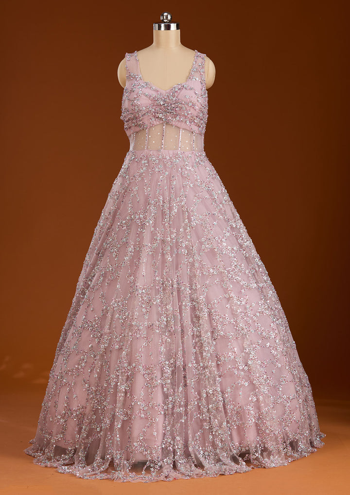 Lavender Cutdana Net Gown