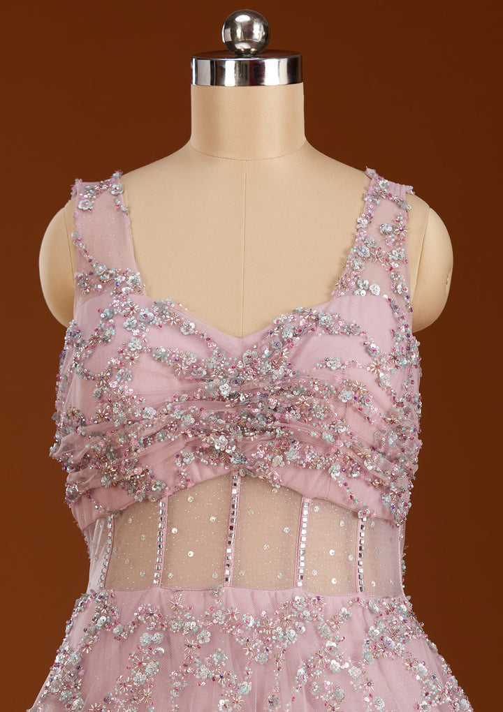 Lavender Cutdana Net Gown