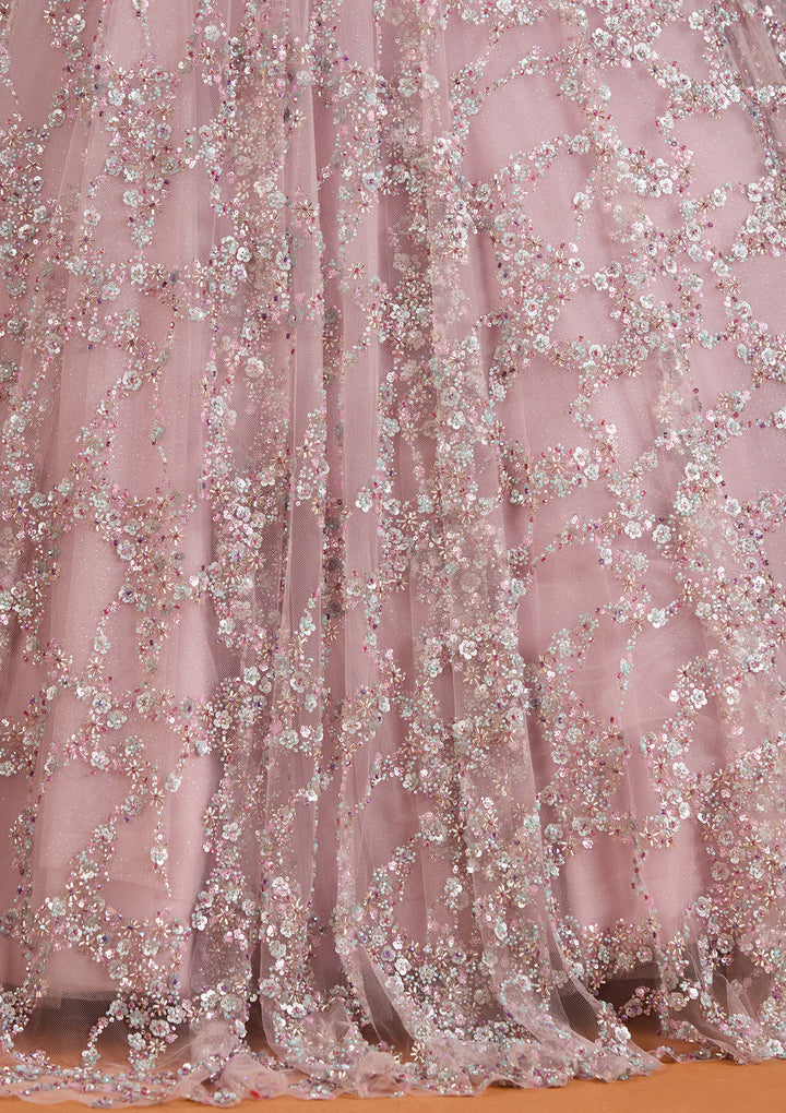 Lavender Cutdana Net Gown