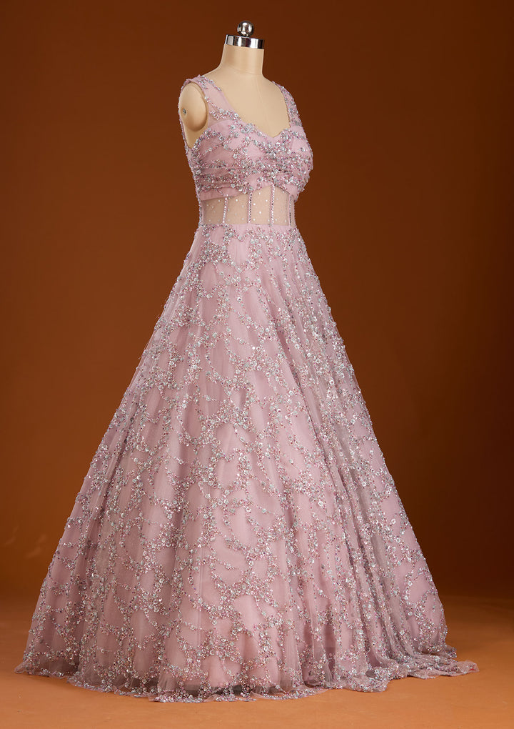 Lavender Cutdana Net Gown