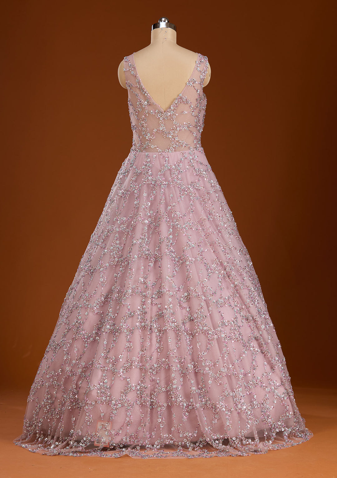 Lavender Cutdana Net Gown