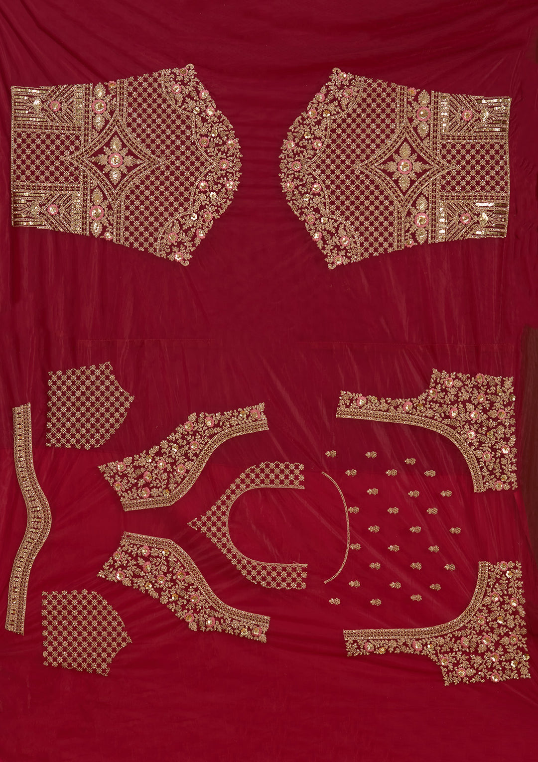 Maroon Cording Net Readymade Lehenga