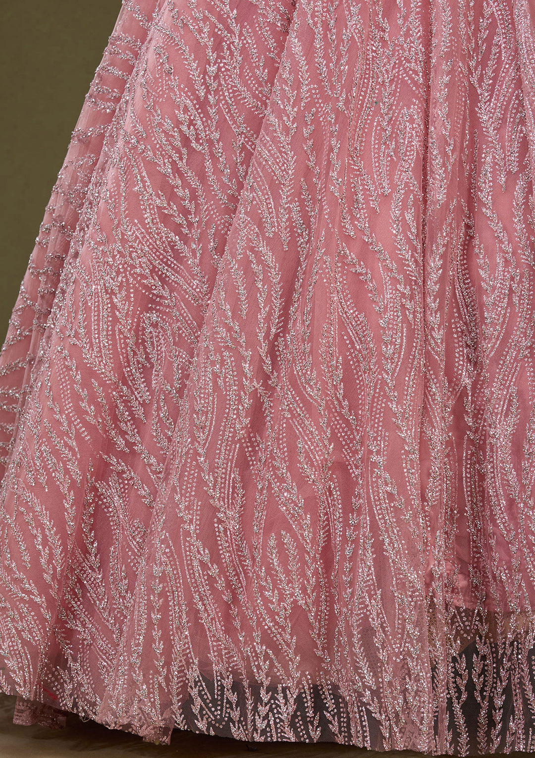 Koskii Net Pink Glitter Gown – Elegant Evening Wear