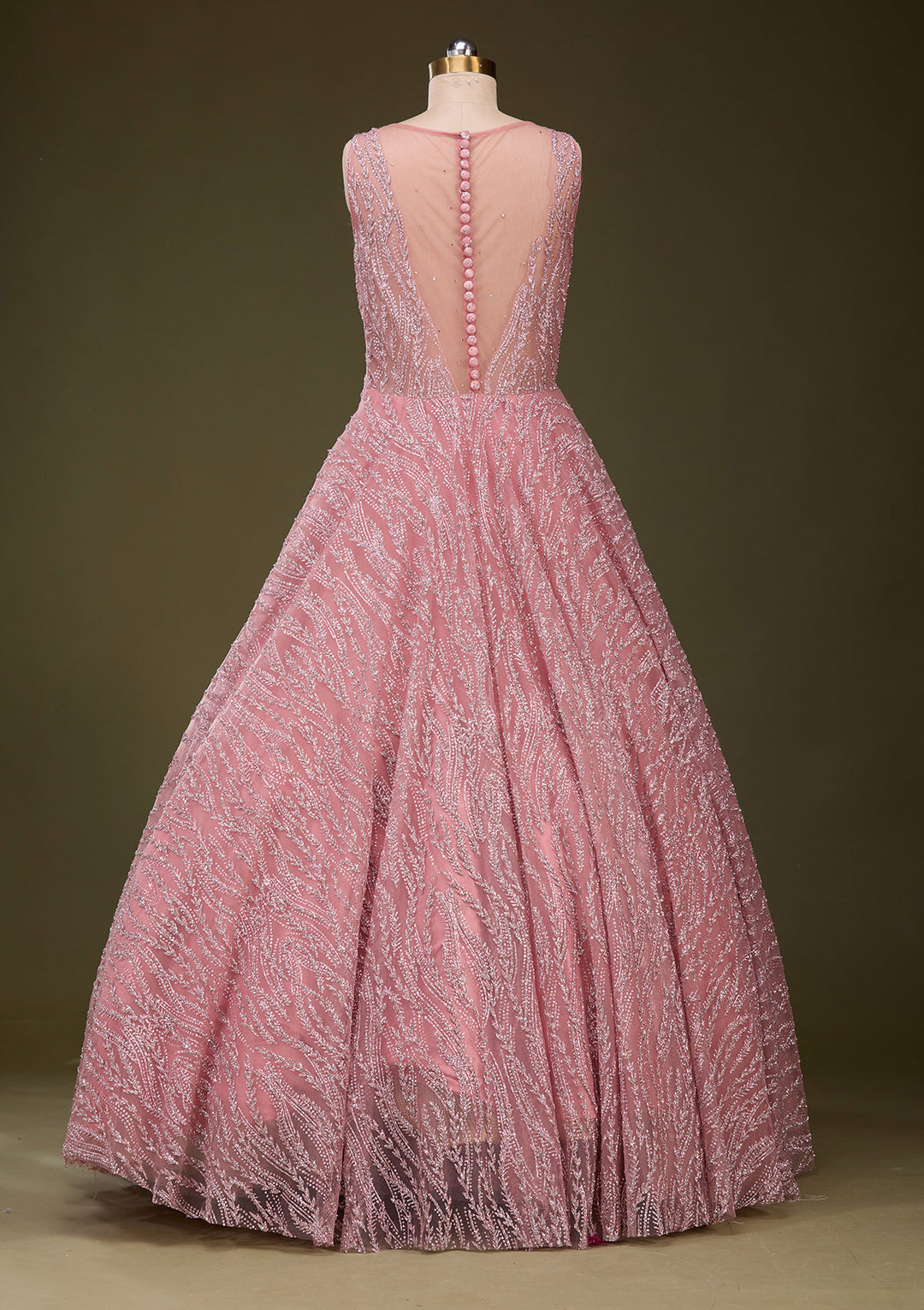 Koskii Net Pink Glitter Gown – Elegant Evening Wear