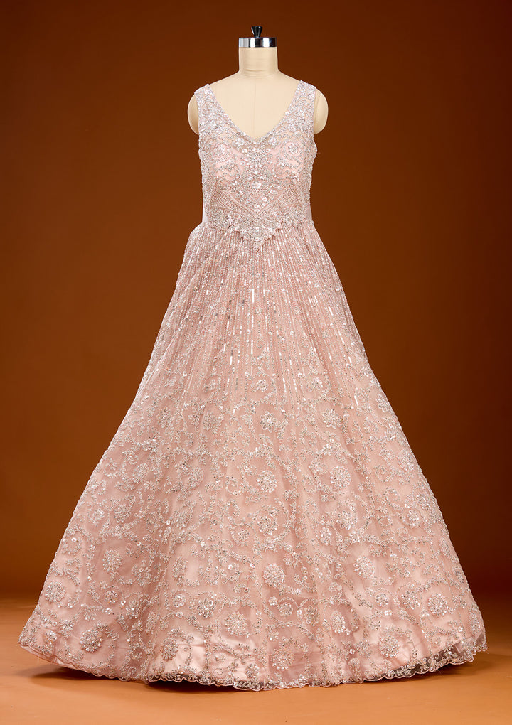 Peach Stonework Net Gown