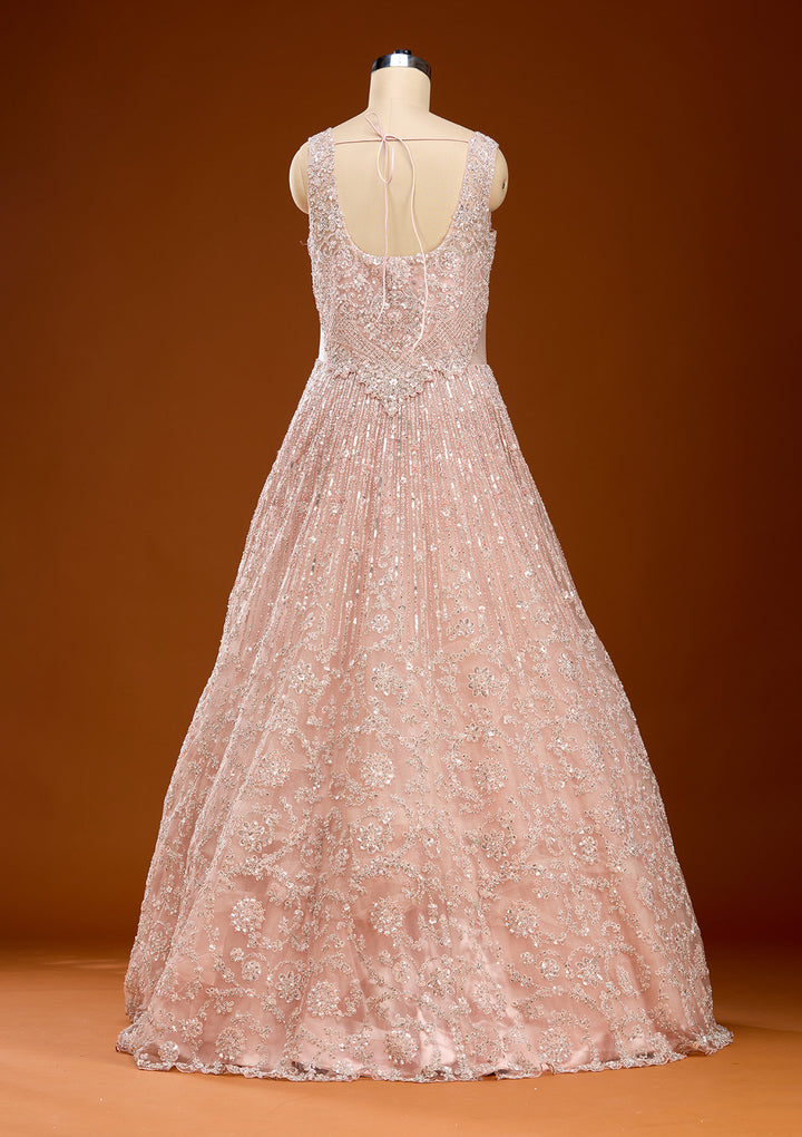 Peach Stonework Net Gown