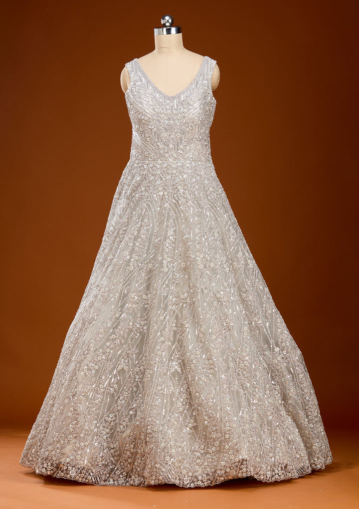 Grey Stonework Net Gown