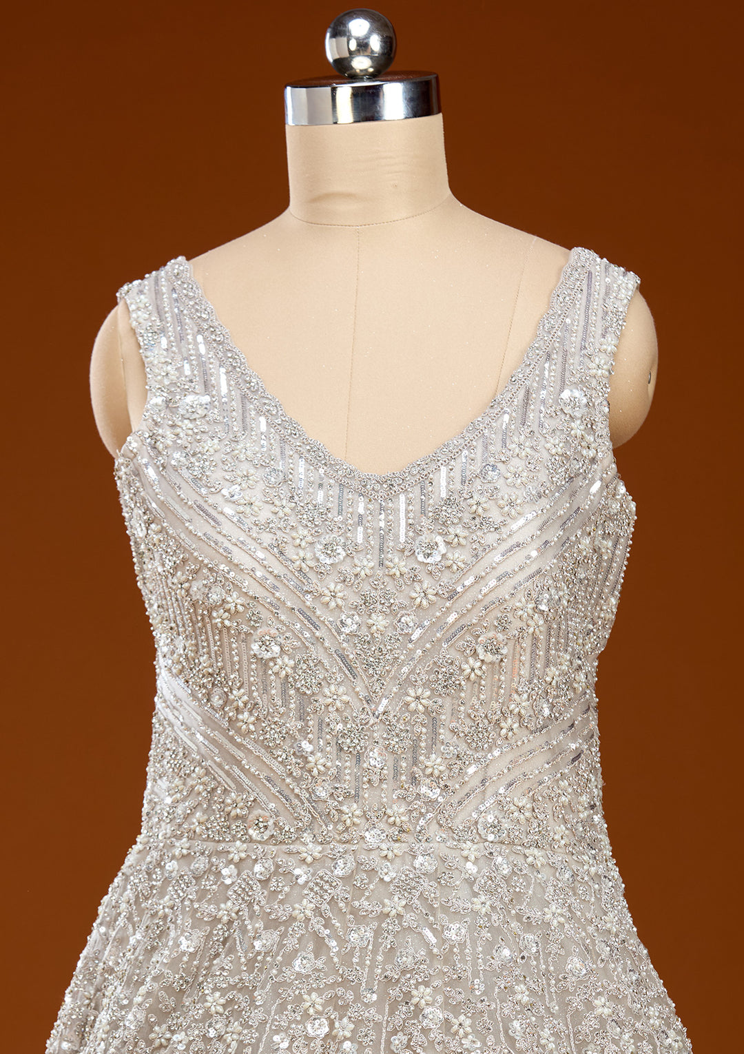 Grey Stonework Net Gown