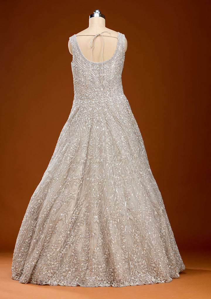 Grey Stonework Net Gown