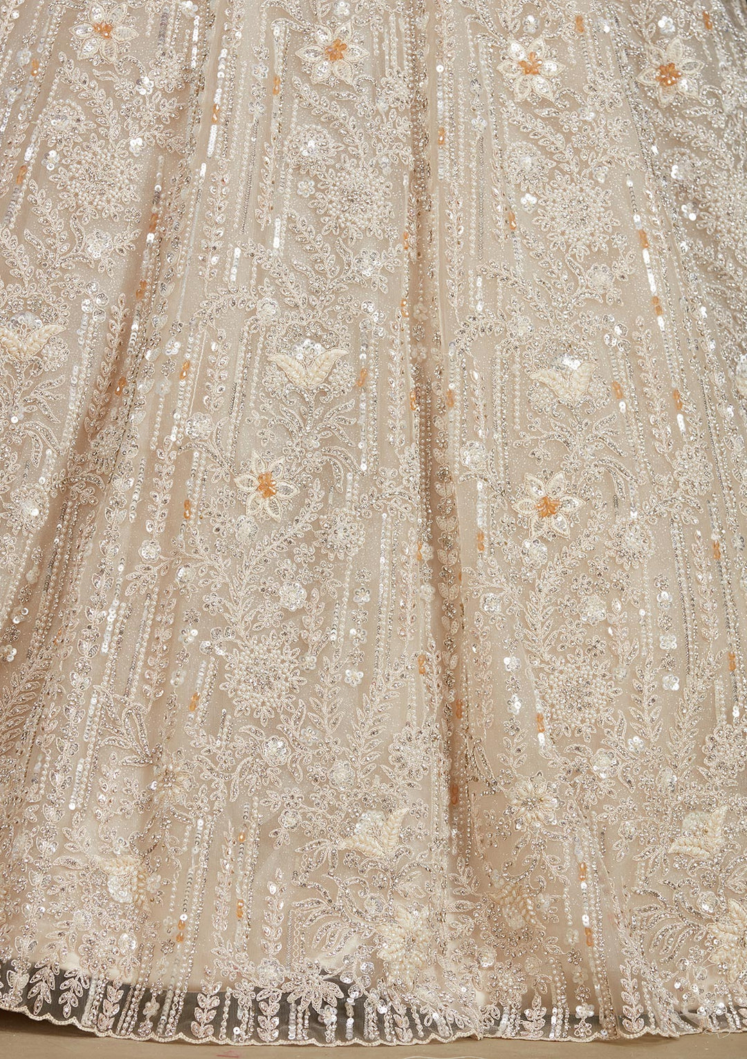 Cream Stonework Net Gown