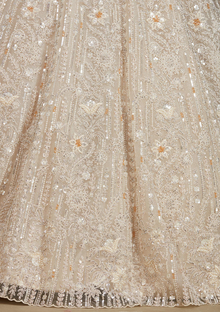 Cream Stonework Net Gown