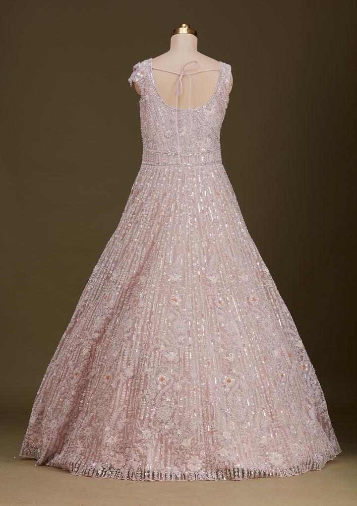 Pink Stonework Net Gown