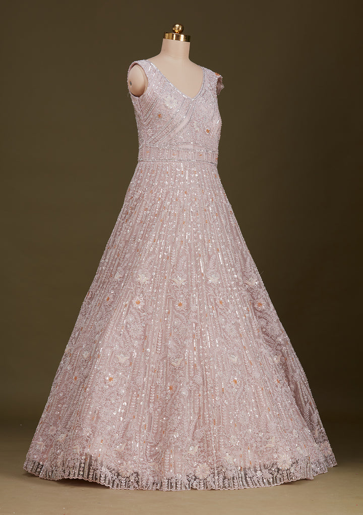 Pink Stonework Net Gown