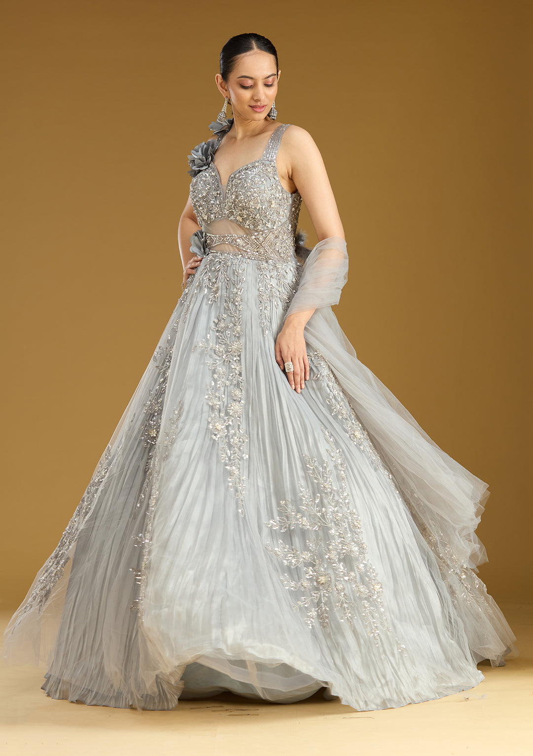 Grey Stonework (Silver) Tissue Gown