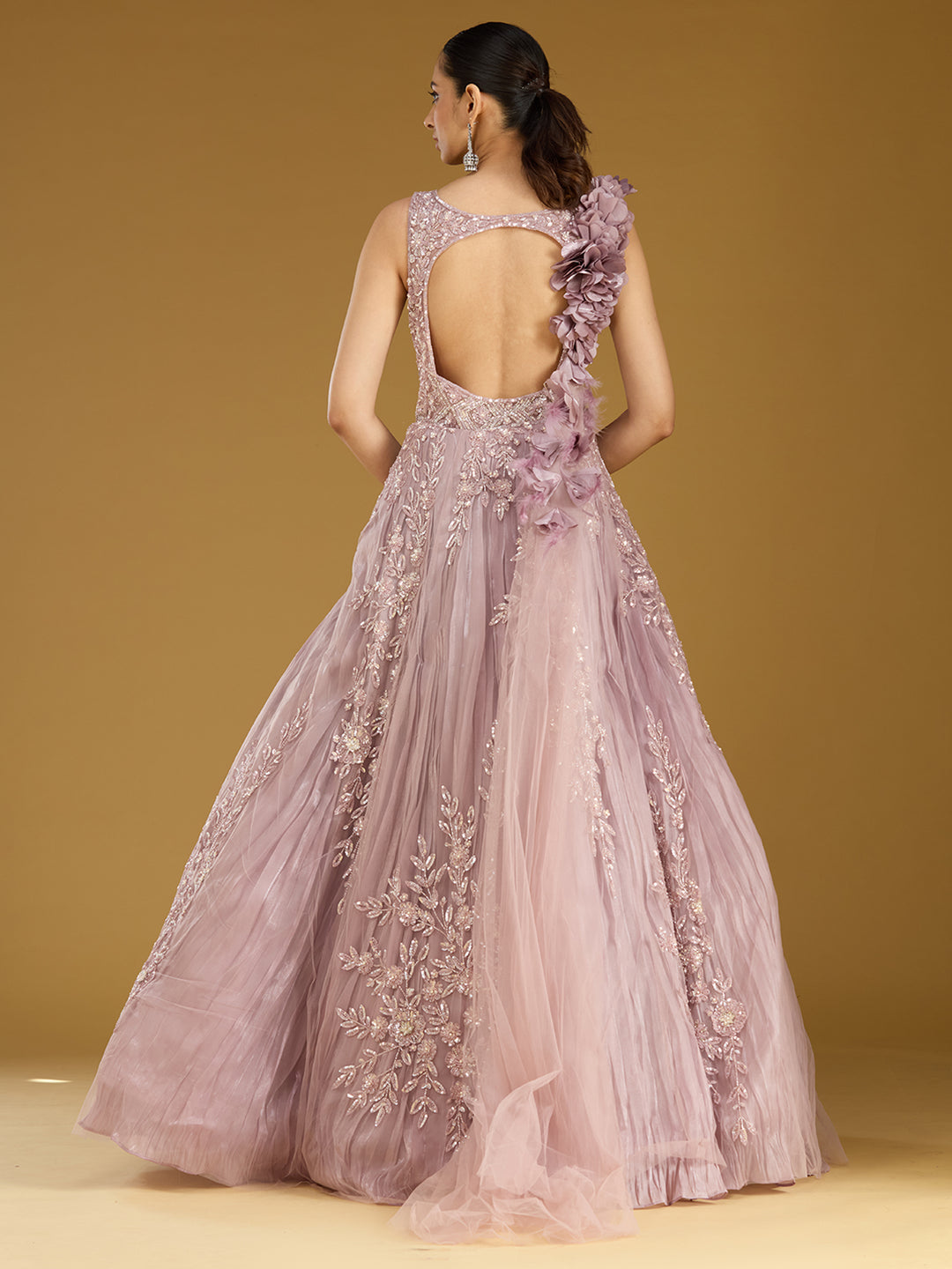 Onion Pink Stonework (Silver) Tissue Gown
