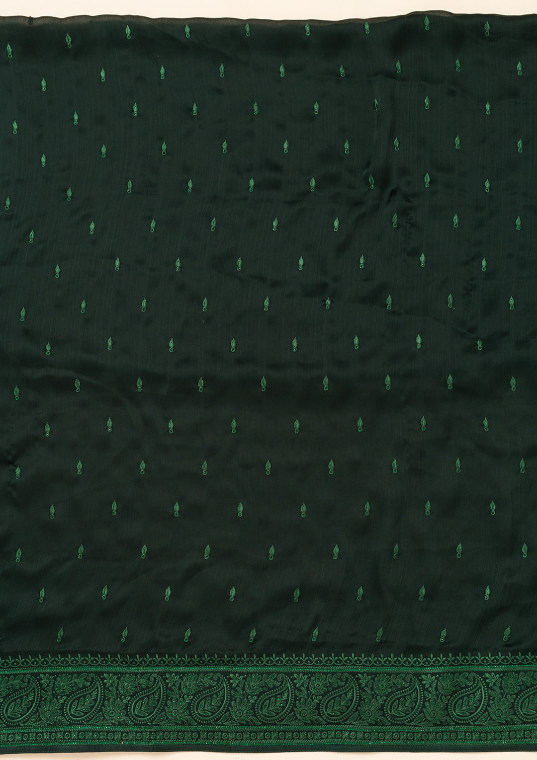 Bottle Green Swarovski Semi Crepe Unstitched Salwar Suit