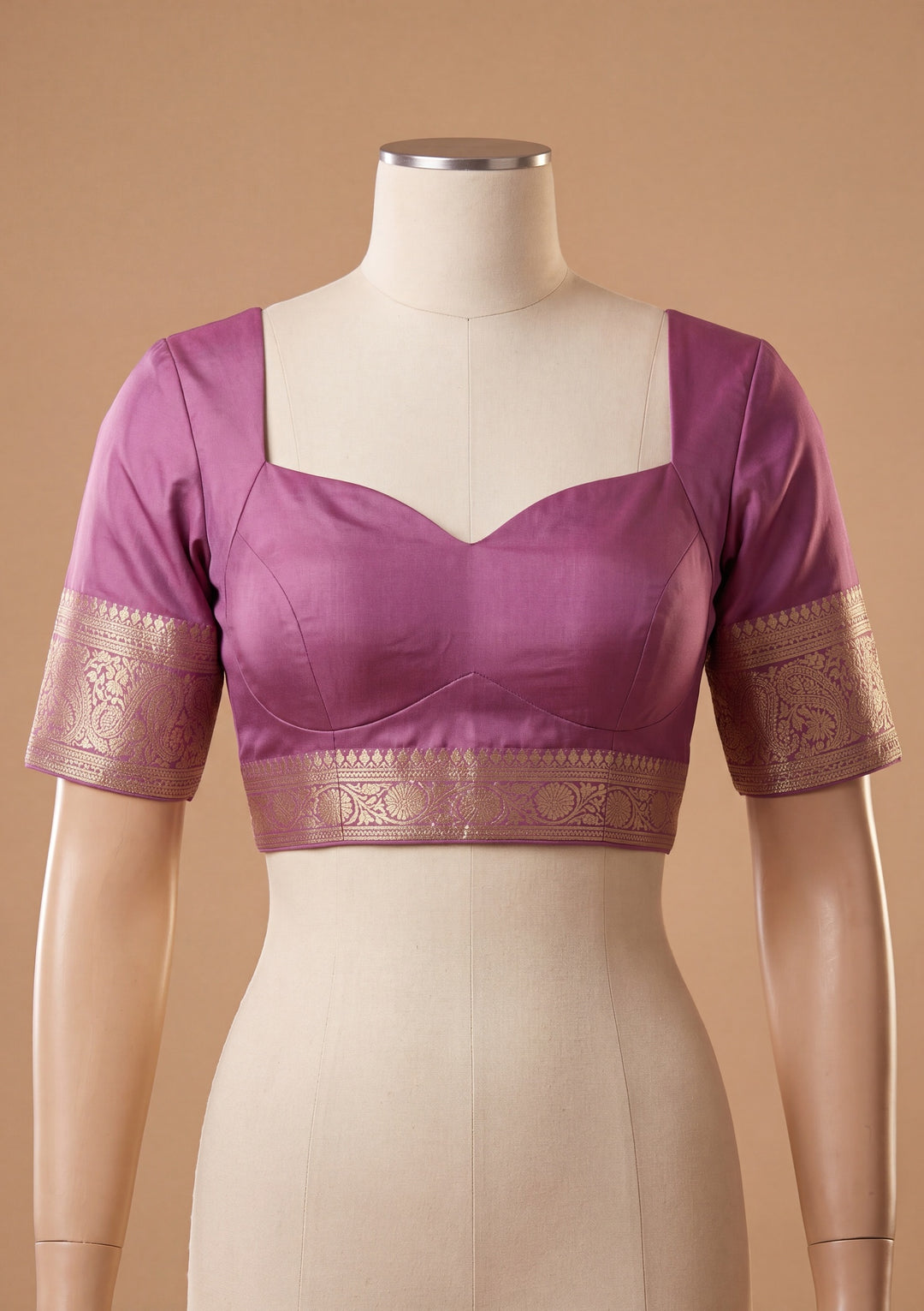 Mauve Satin Jaal Stonework Saree With Matching Blouse Piece