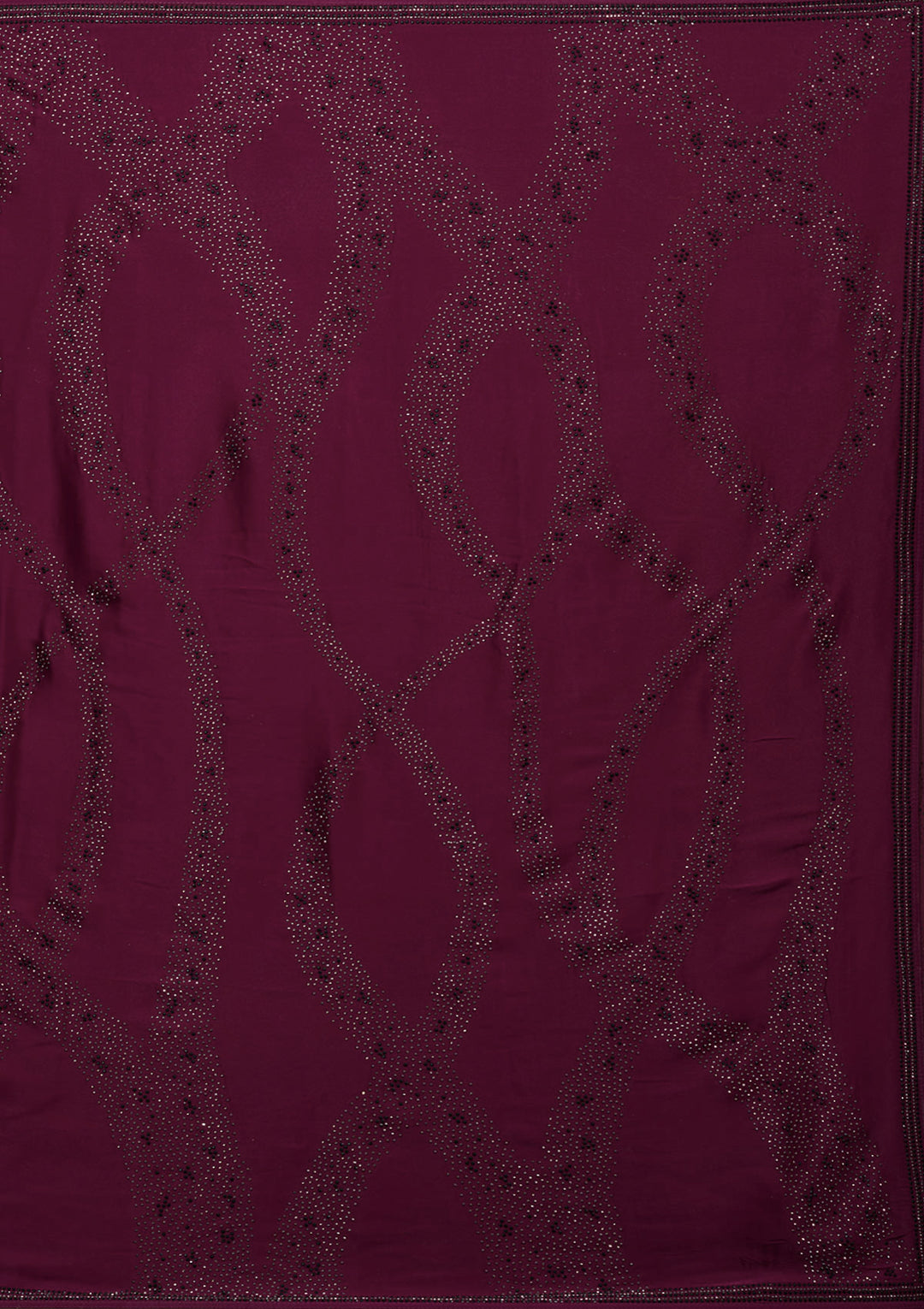 Wine Satin Swarovski Saree With Matching Blouse Piece