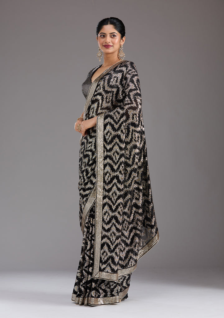 Black Sequins Georgette Saree