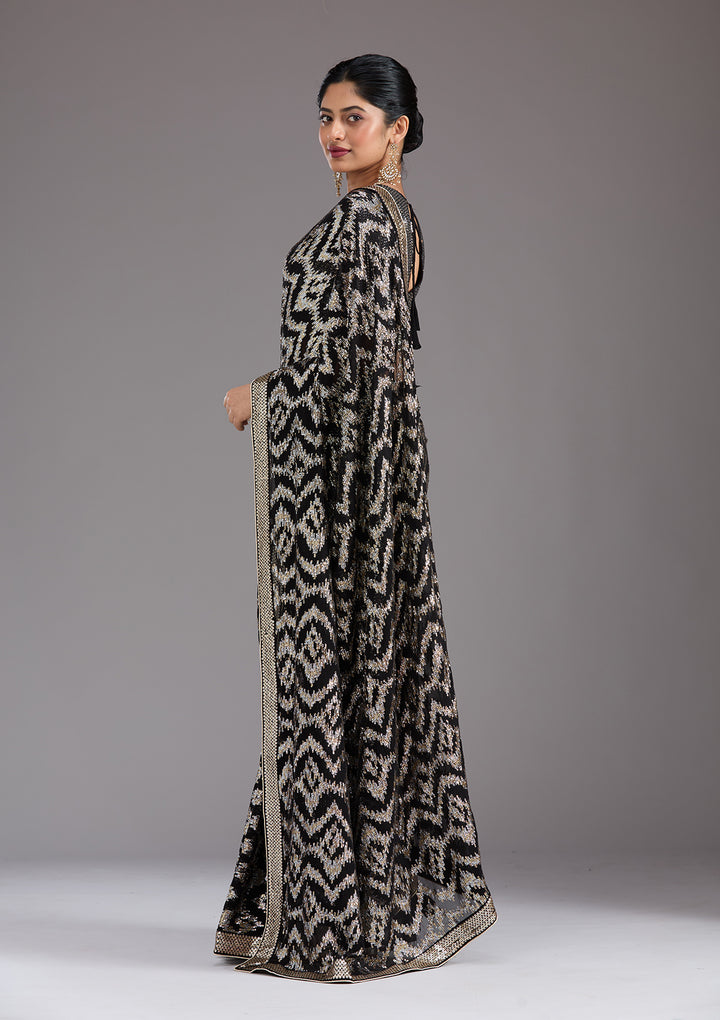 Black Sequins Georgette Saree