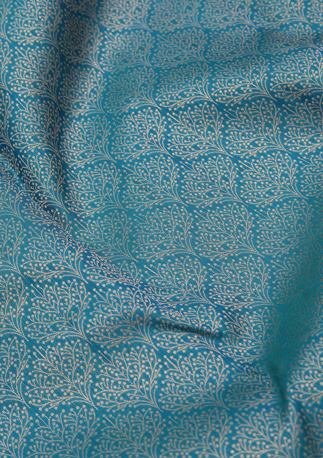 Peacock Blue Pure Silk Jaal Zariwork Saree With Matching Blouse Piece