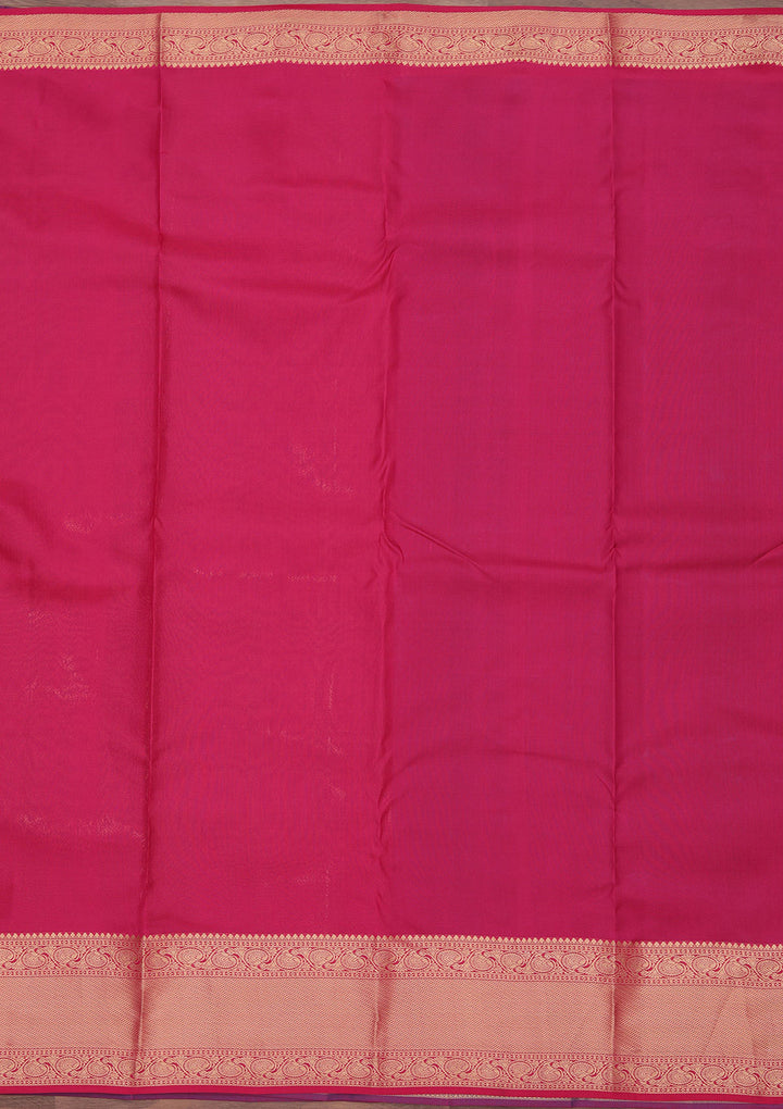 Peacock Blue Pure Silk Jaal Zariwork Saree With Matching Blouse Piece