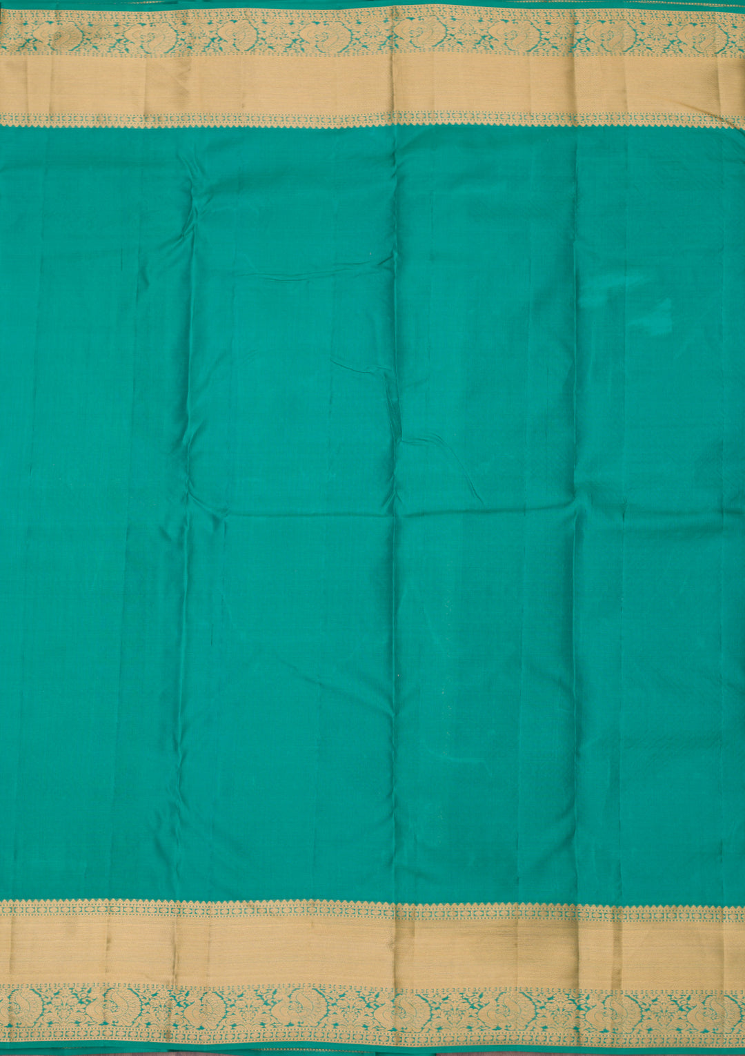 Sea Green Silk Jaal Gold Zariwork Saree With Matching Blouse Piece