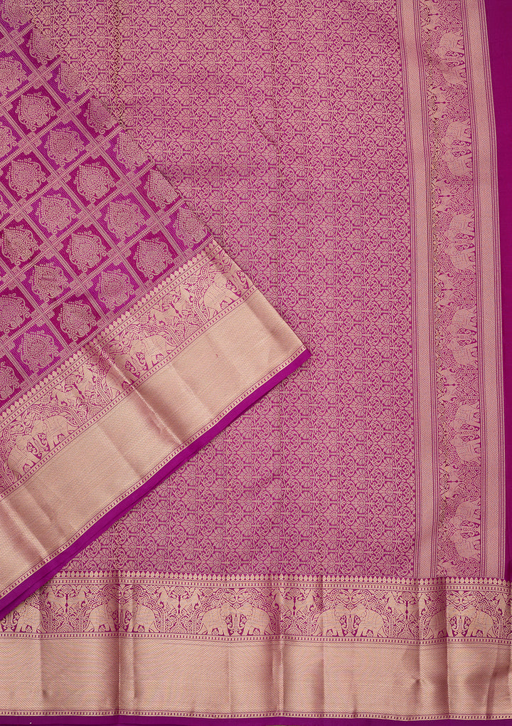 Purple Zariwork (Gold) Pure Silk Saree